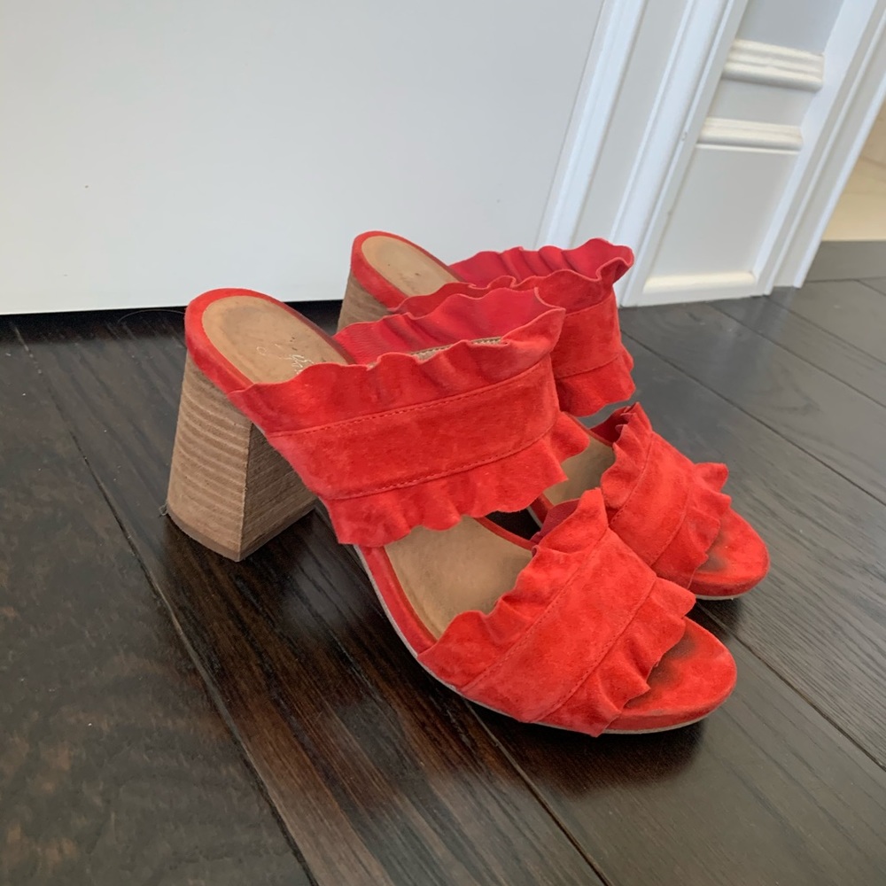 Free People Red Ruffle Heels - Picture 2 of 2